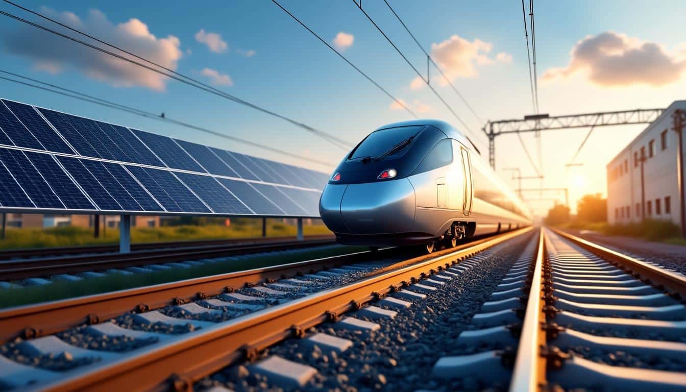 la sncf s'associe à la start-up suisse sun-ways pour expérimenter l'installation de panneaux solaires innovants entre les rails, afin de produire une énergie propre et durable.